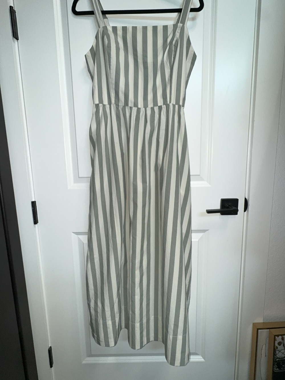 Marine Layer Gray and White Striped Sleeveless Midi Dress